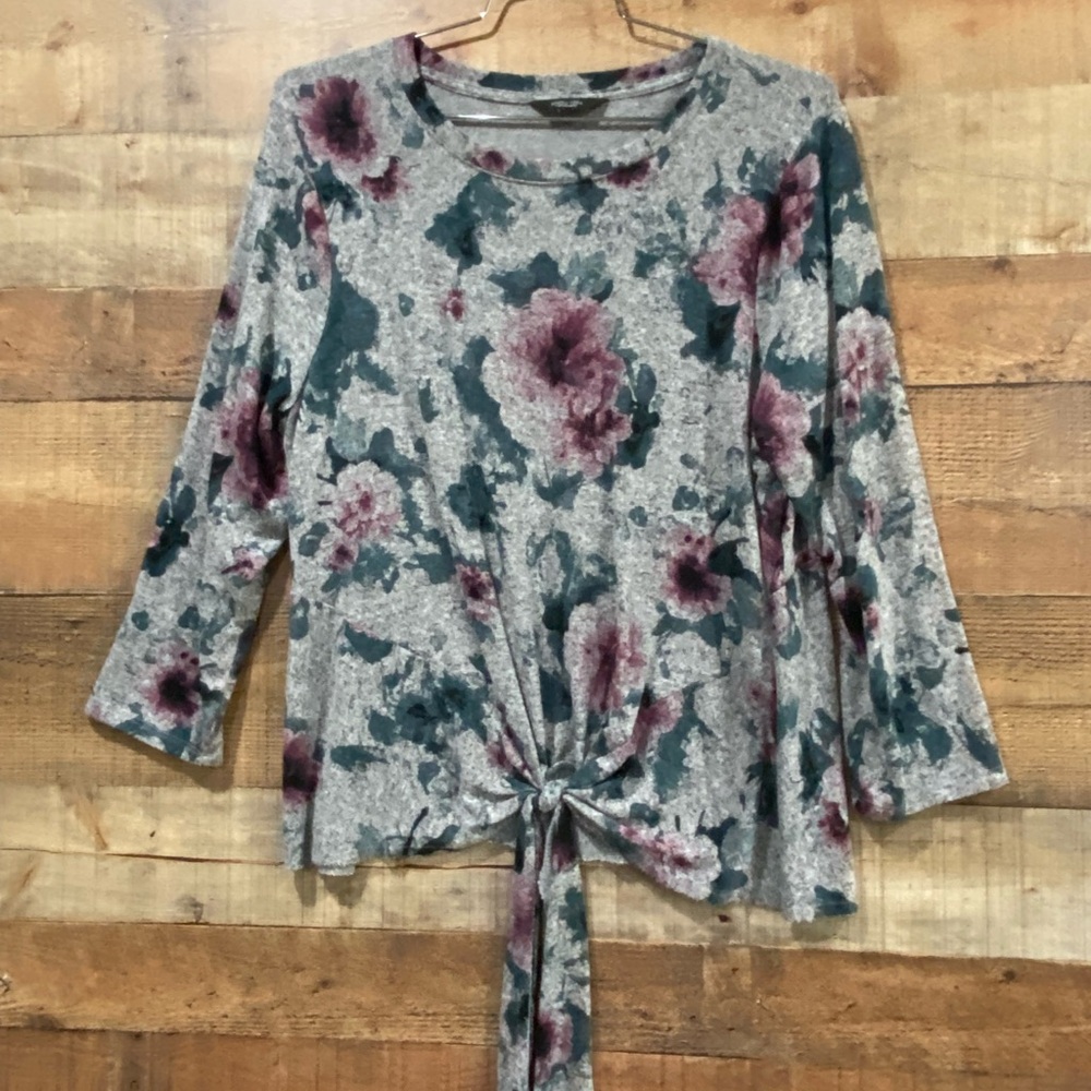 Simply Vera Wang Tie Front Floral Print Top Size XL